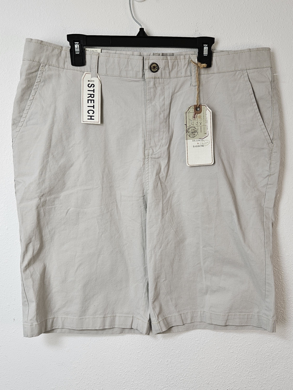 Hudson & Barrow Men's Stretch Casual Shorts - Light Gray Size W38 New